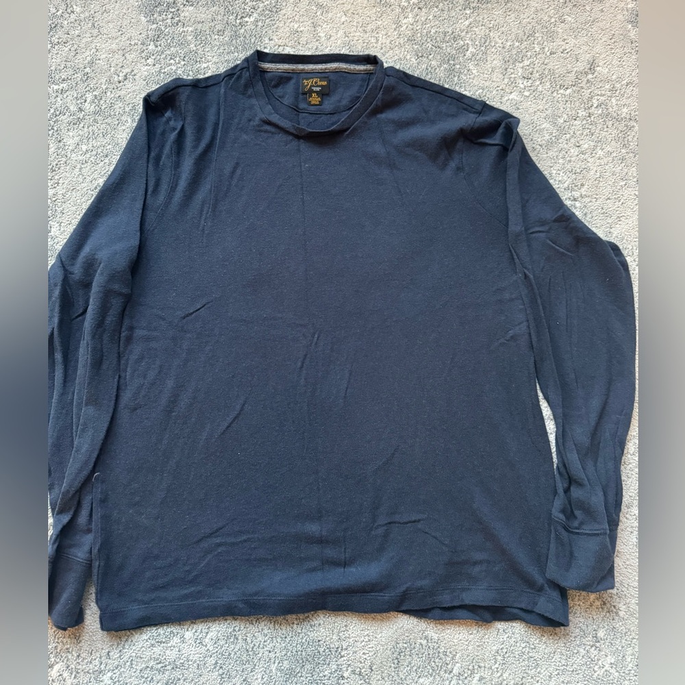 J. CREW Men’s Cotton-cashmere T-shirt, Navy Blue, size XL